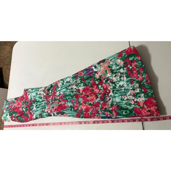 Talbots Petites 8P Watercolor Floral A-Line Tank Dress Green Pink Sleeveless - Picture 8 of 9